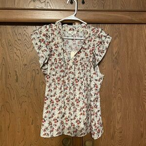 Entro Multicolor Floral Blouse with Ruffle Sleeves